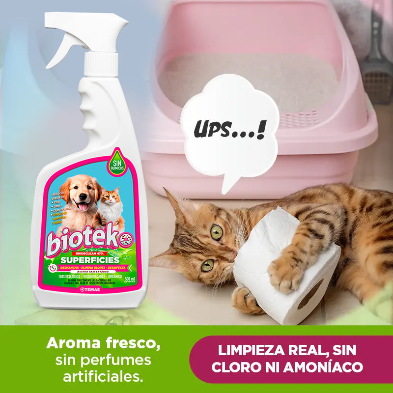BIOTEKO SUPERFICIES 500ML | Eliminador De Olores y Manchas Mascotas